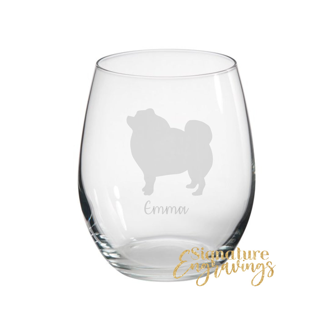 Personalised Pomeranian Stemless Glass