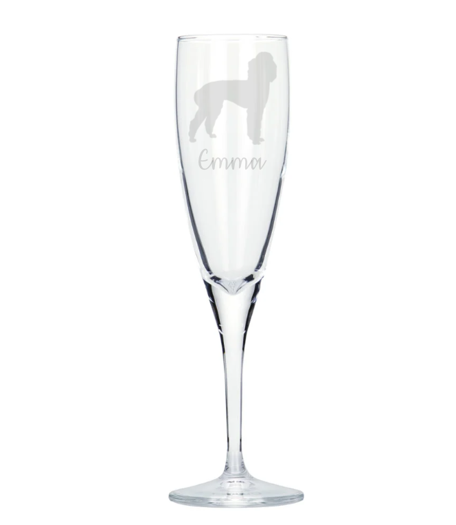 Personalised Poodle Champagne Glass