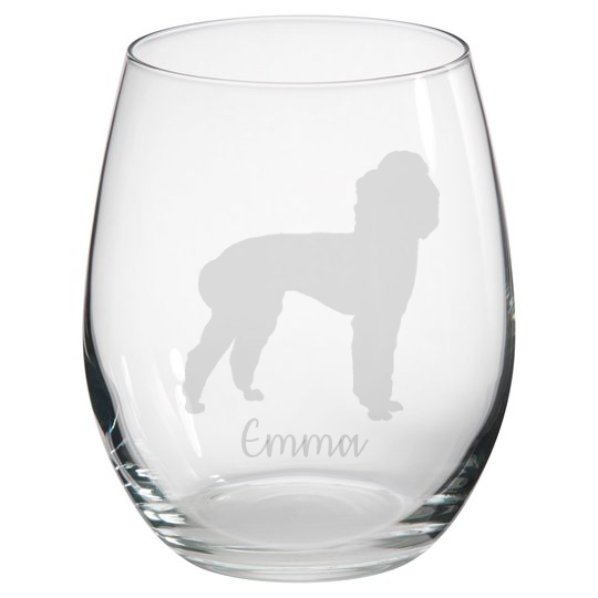 Personalised Poodle Stemless Glass