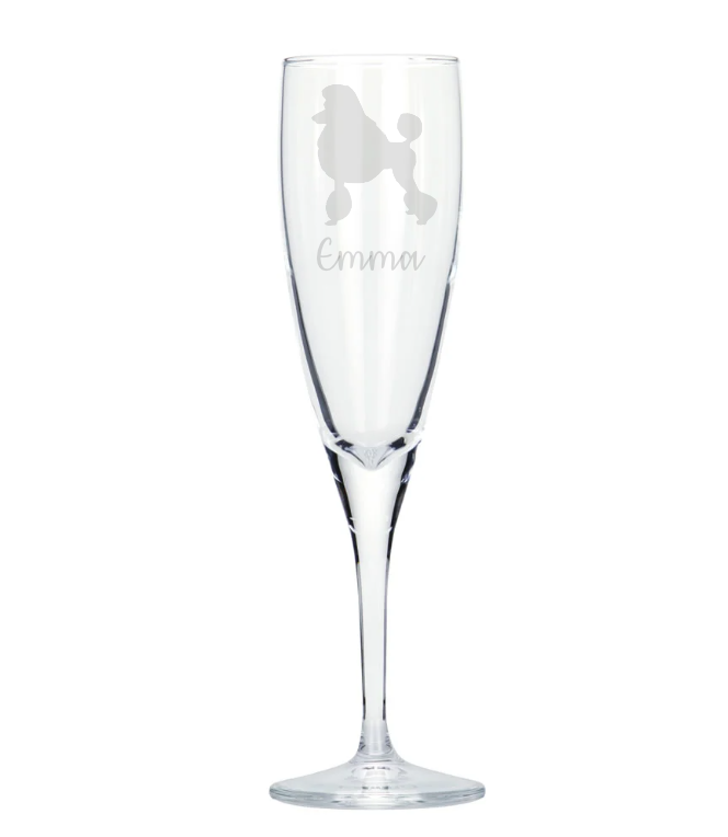 Personalised Show Poodle Champagne Glass