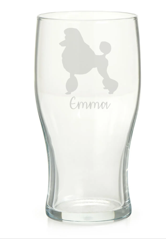 Personalised Show Poodle Pint Glass