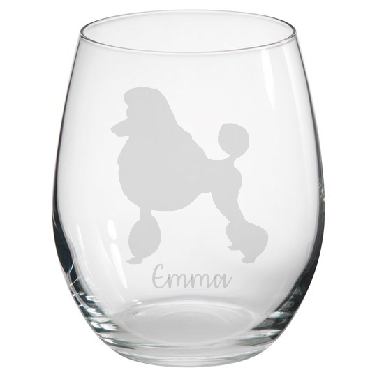 Personalised Show Poodle Stemless Glass