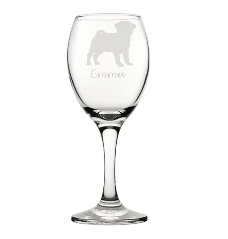 Personalised Pug Wine Glass