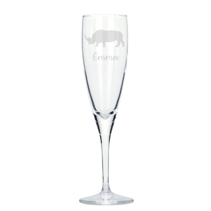 Personalised Rhino Champagne Glass