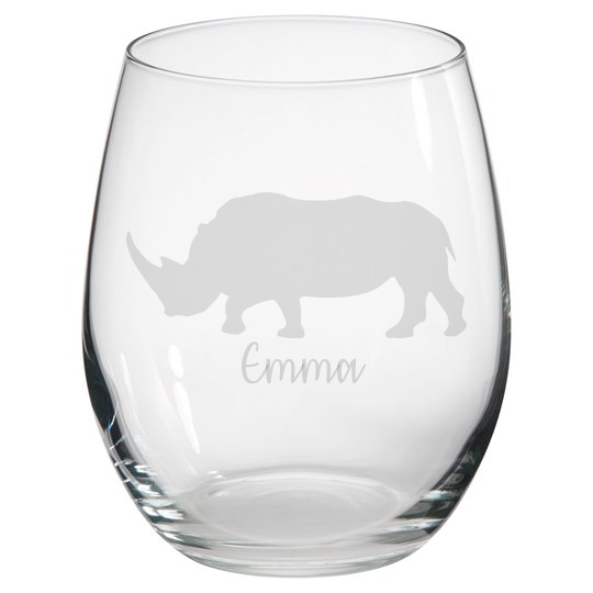 Personalised Rhino Stemless Glass