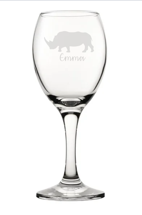 Personalised Rhino Wine Glass