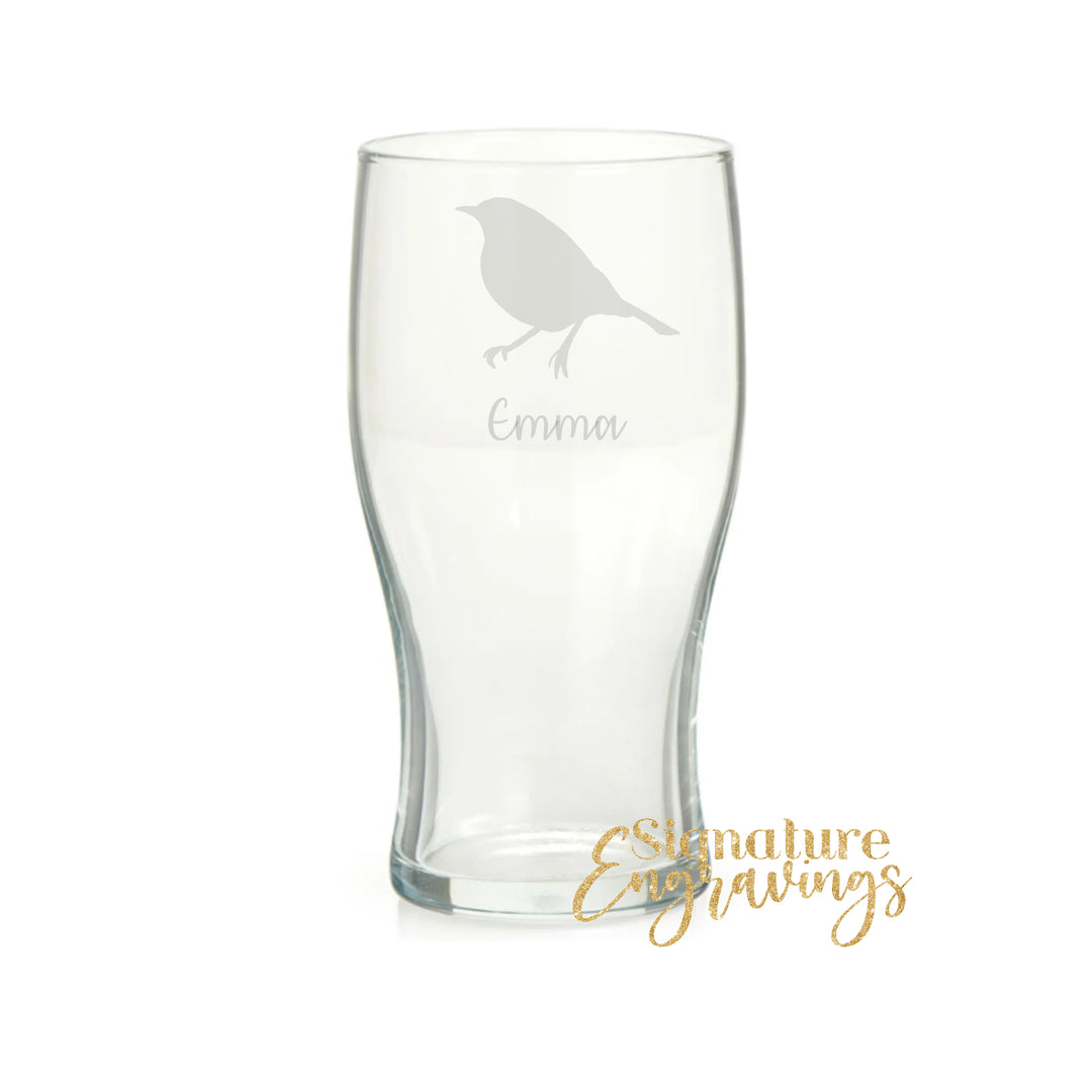Personalised Robin Pint Glass