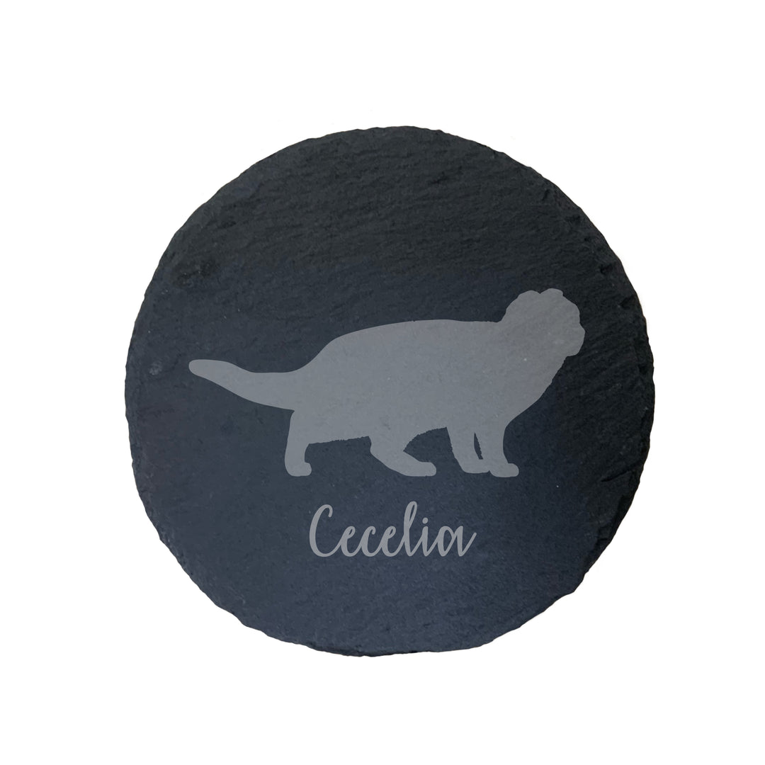 Personalised Scottish Fold Cat Slate Coaster