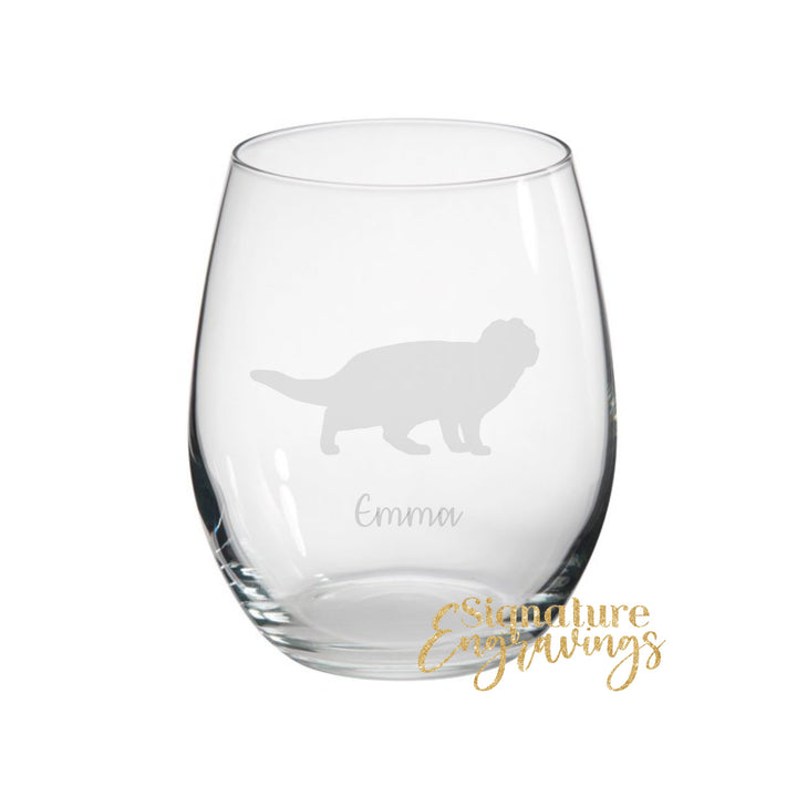 Personalised Scottish Fold Cat Stemless Glass