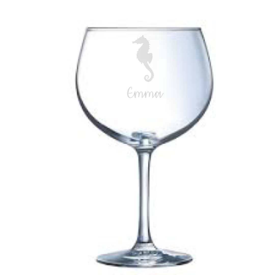 Personalised Seahorse Gin Glass