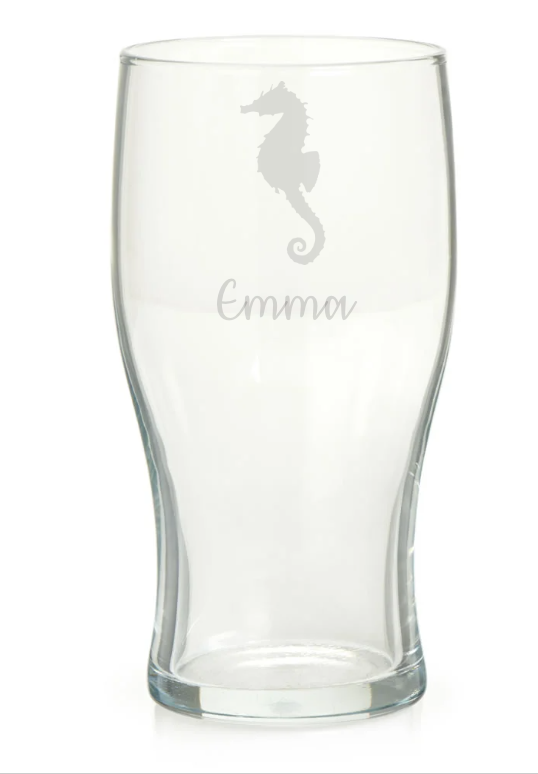Personalised Seahorse Pint Glass