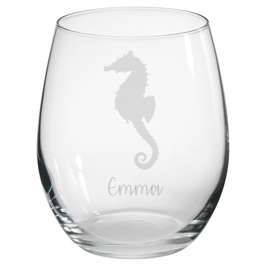 Personalised Seahorse Stemless Glass