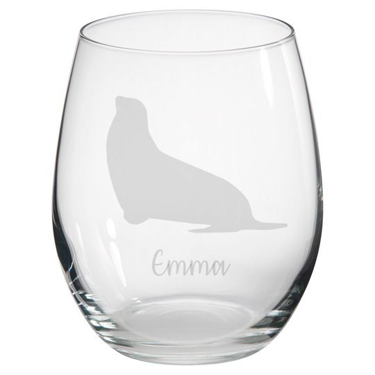 Personalised Seal Stemless Glass