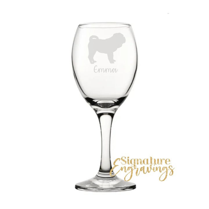 Personalised Shar Pei Wine Glass