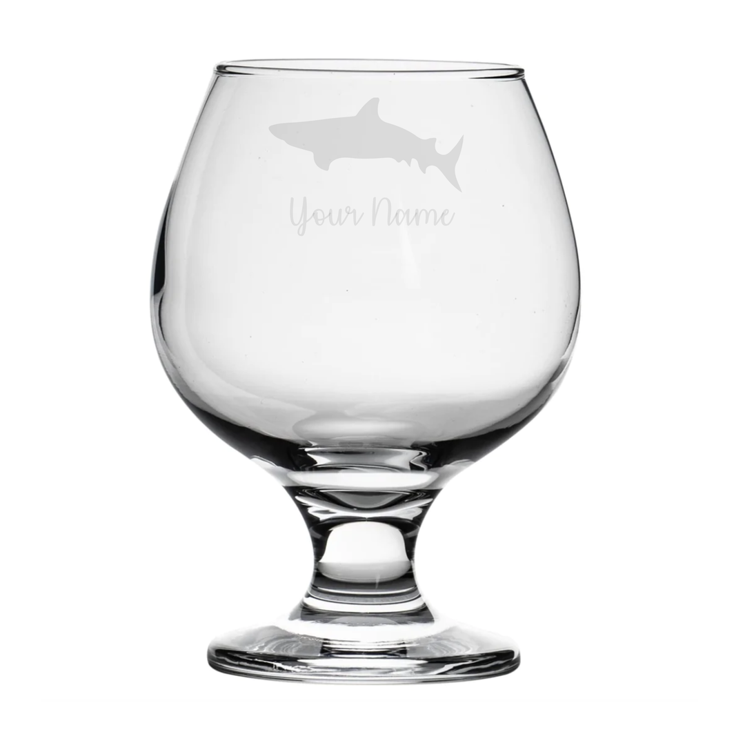 Personalised Shark Brandy Snifter Glass