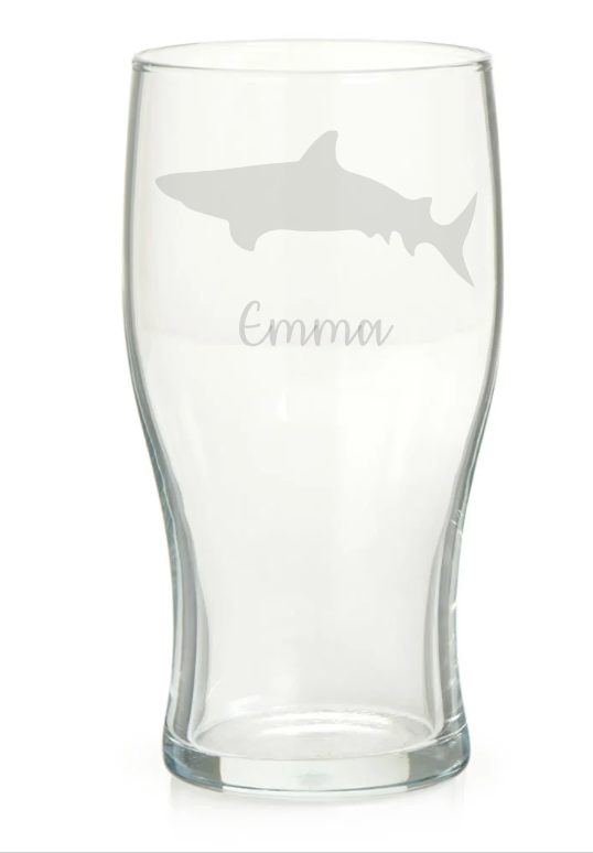 Personalised Shark Pint Glass