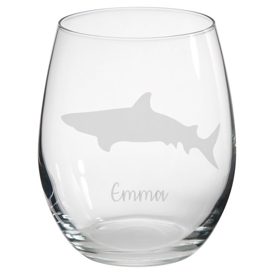 Personalised Shark Stemless Glass