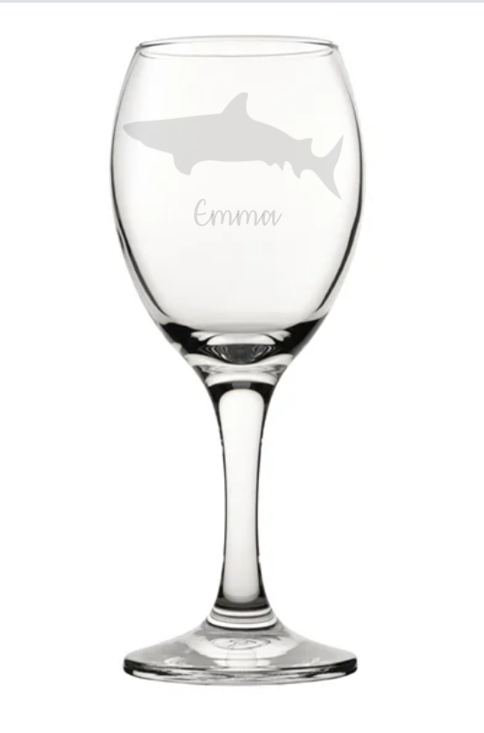 Personalised Shark Wine Glass