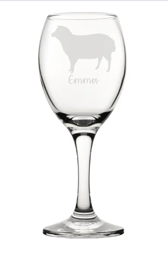 Personalised Sheep Wine Glass