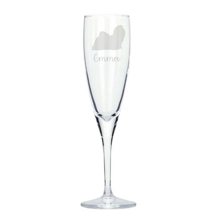 Personalised Longhair Shih Tzu Champagne Glass