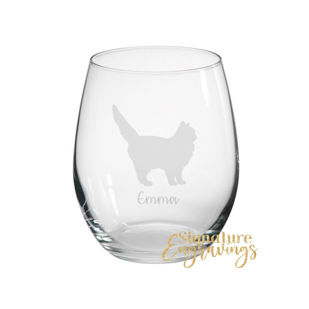 Personalised Siberian Cat Stemless Glass