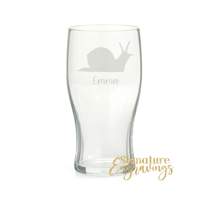 Personalised Snail Pint Glass