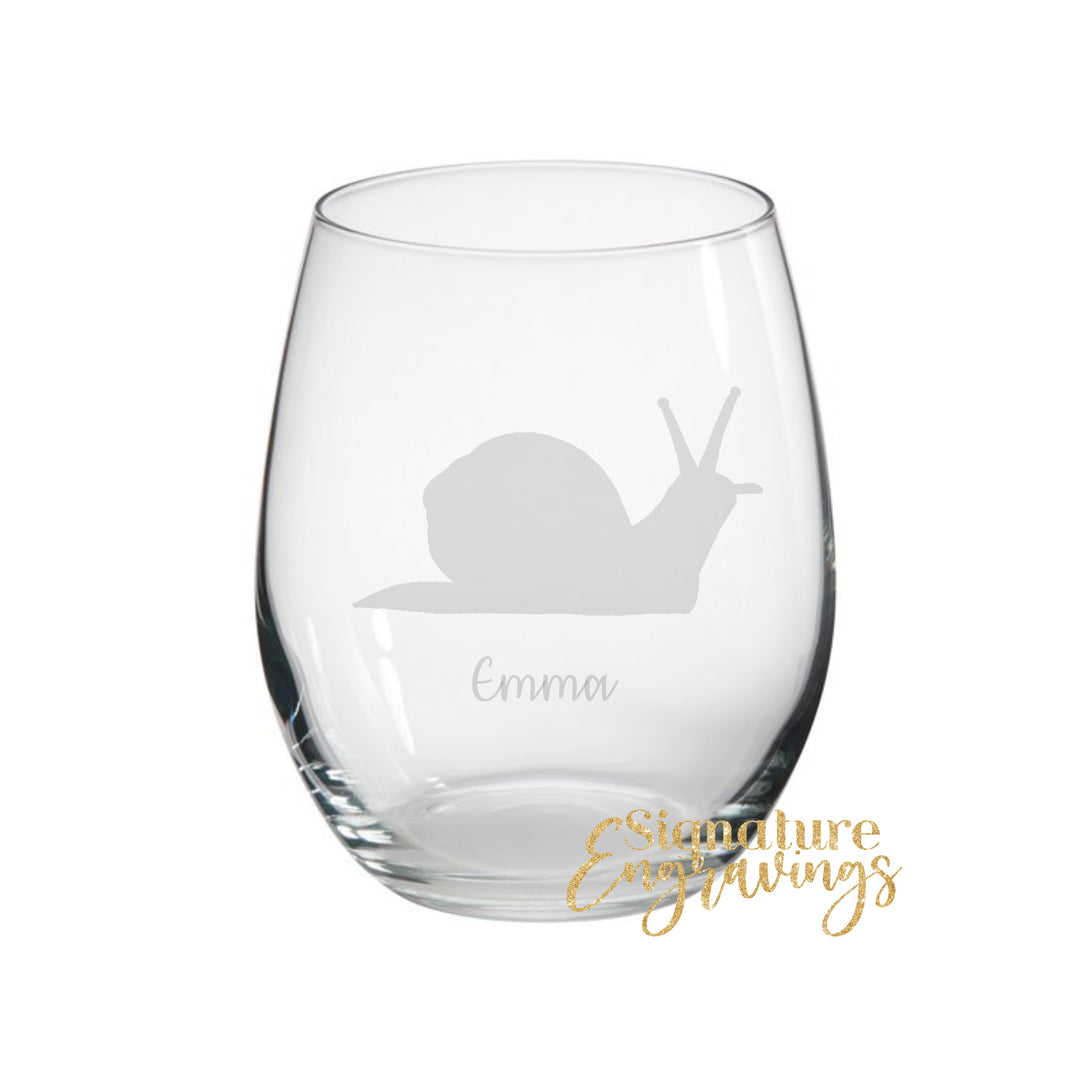 Personalised Snail Stemless Glass