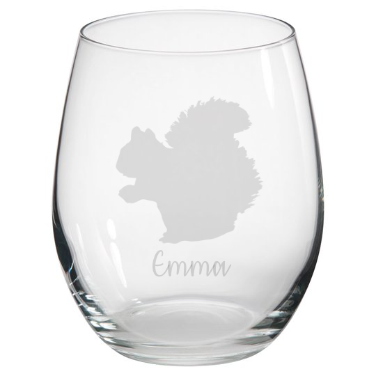 Personalised Squirrel Stemless Glass