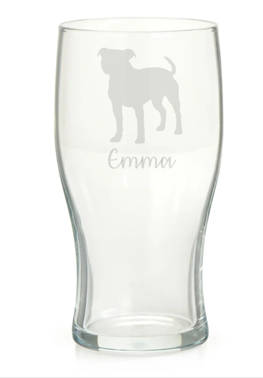 Personalised Staffordshire Bull Terrier Pint Glass