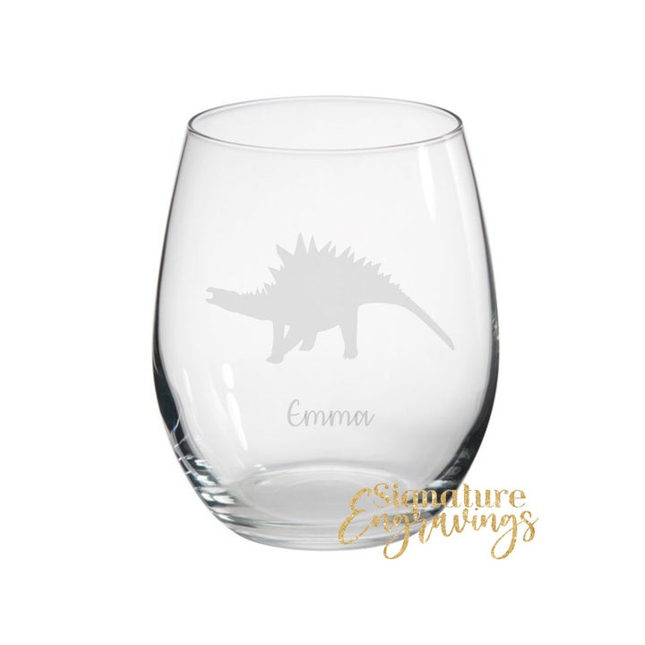 Personalised Stegosaurus Dinosaur Stemless Glass