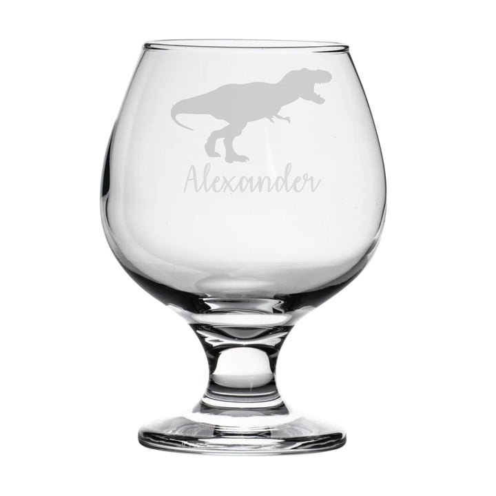 Personalised T-Rex Tyrannosaurus Rex Dinosaur Brandy Snifter Glass