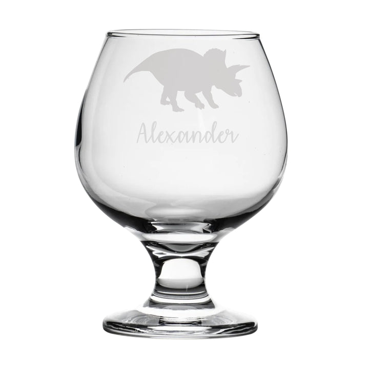 Personalised Triceratops Dinosaur Brandy Snifter Glass