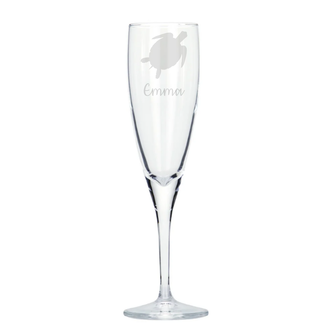 Personalised Turtle Champagne Glass