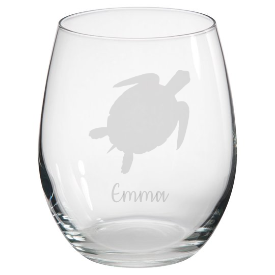 Personalised Turtle Stemless Glass