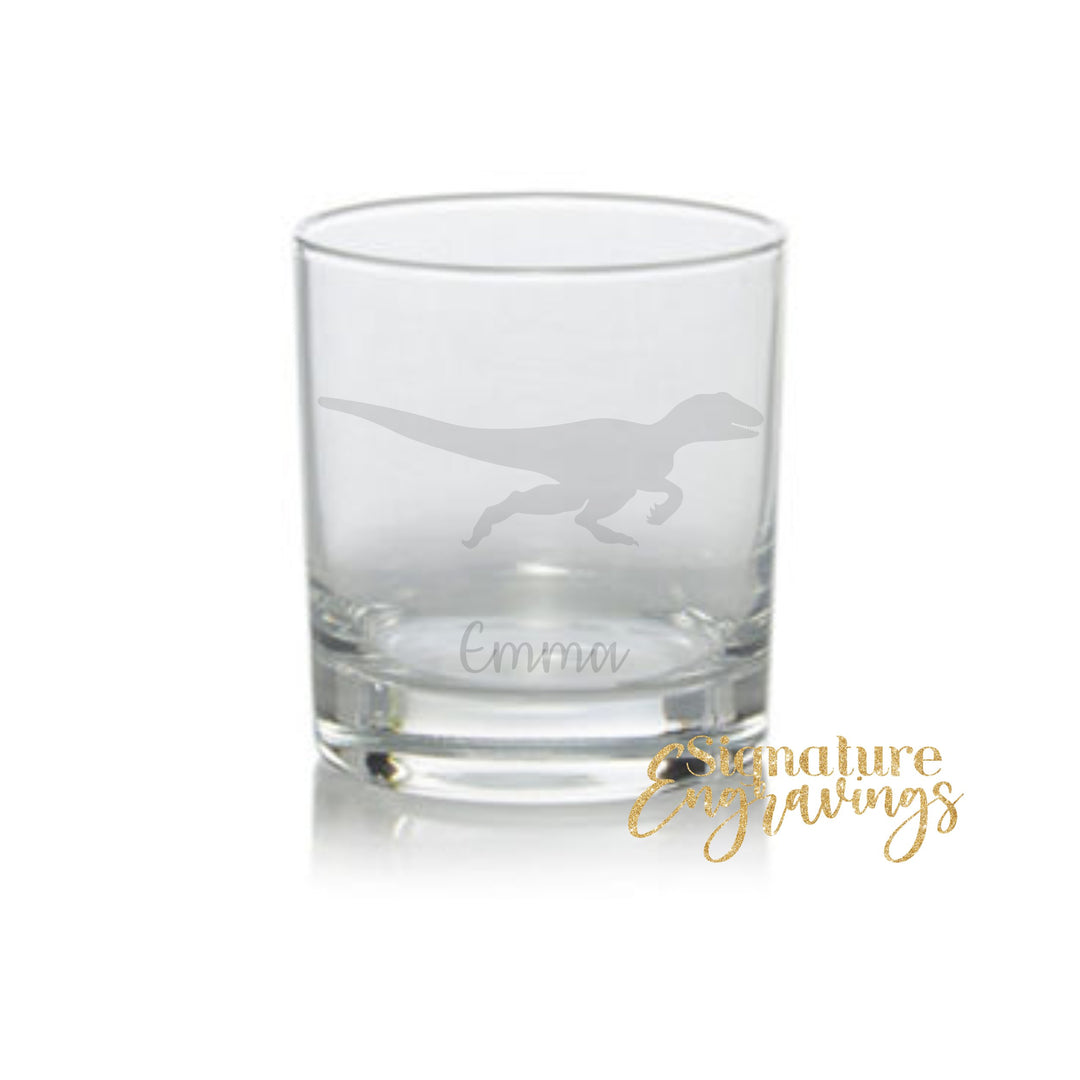 Personalised Velociraptor Dinosaur Whisky Glass