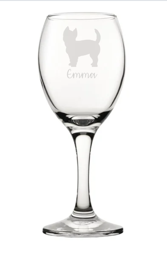 Personalised West Highland Terrier 'Westie' Wine Glass