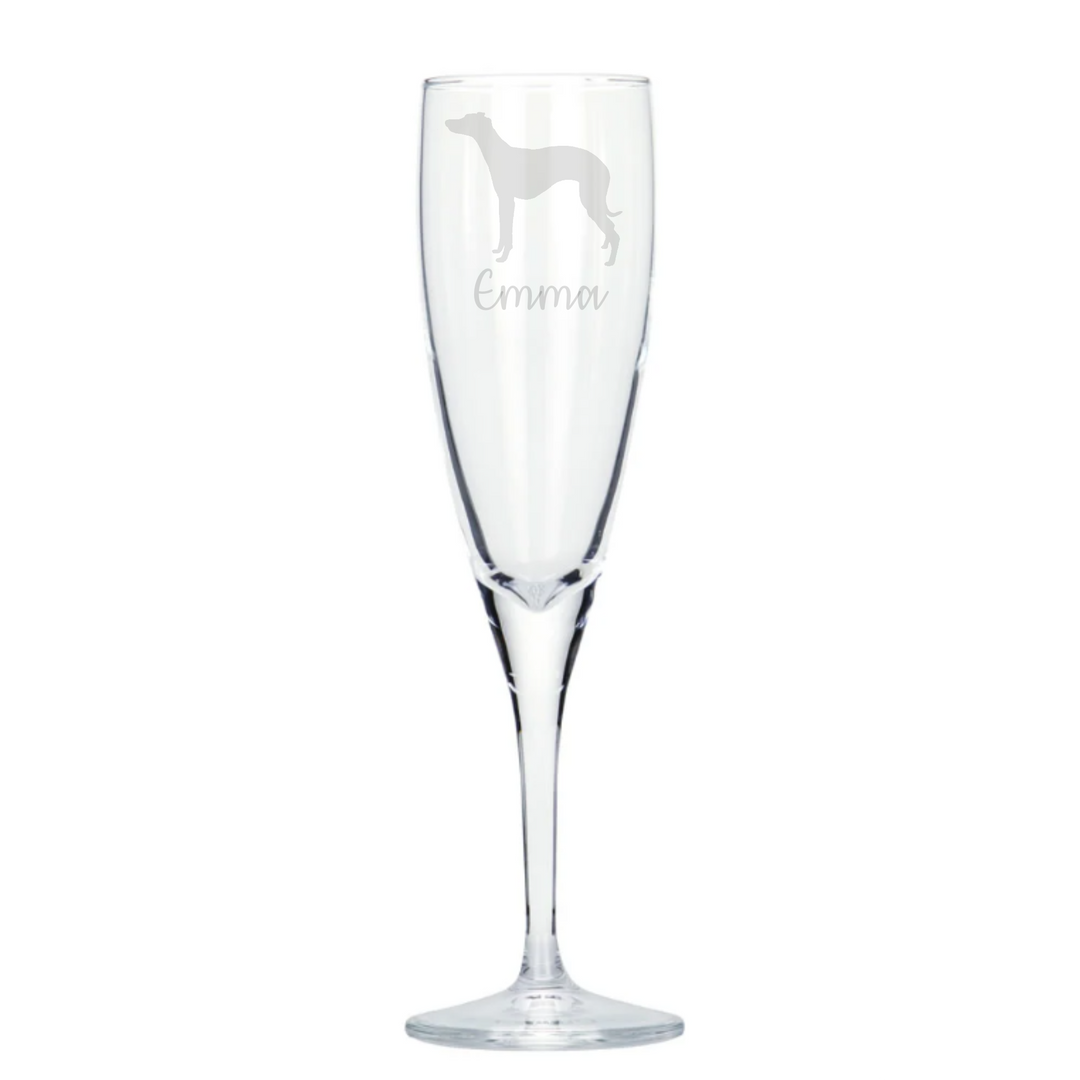 Personalised Whippet Champagne Glass